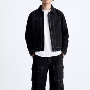 Zara | Jackets & Coats | Zara Mens Contrast Topstitched